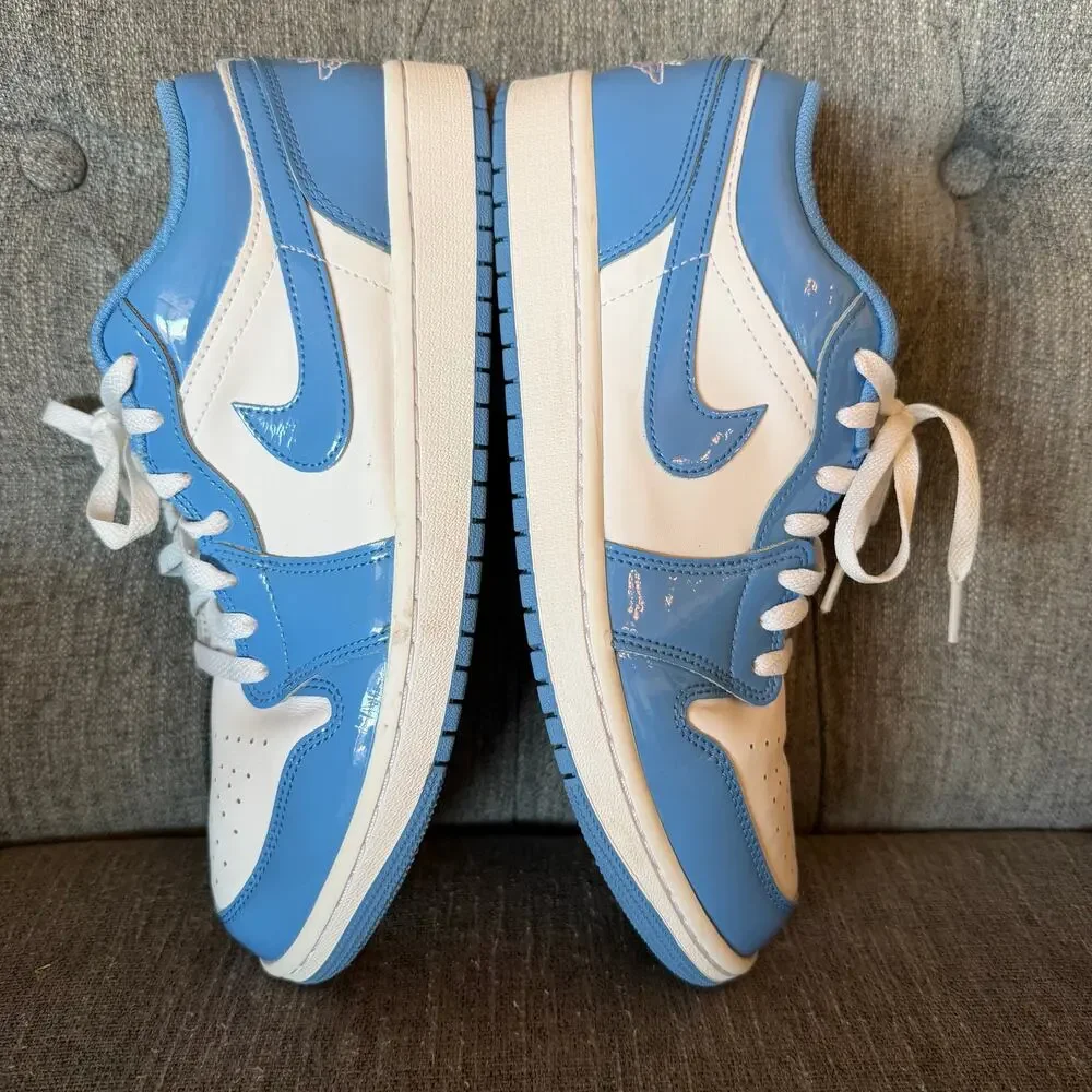 Nike Mens Air Jordan 1 Low SE Blue White Lace Up Basketball Sneaker Shoes 9